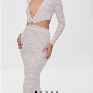NWT Ribbed Knit Bodycon Cutout Midi Dress Size Small